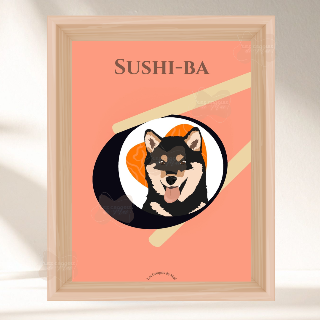 Affiche Shiba-Inu -Sushi-ba
