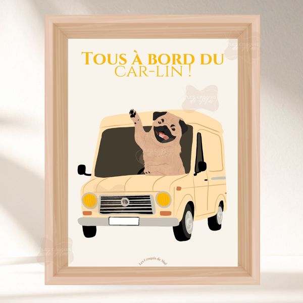Affiche Carlin - Tous à bord du car-lin !