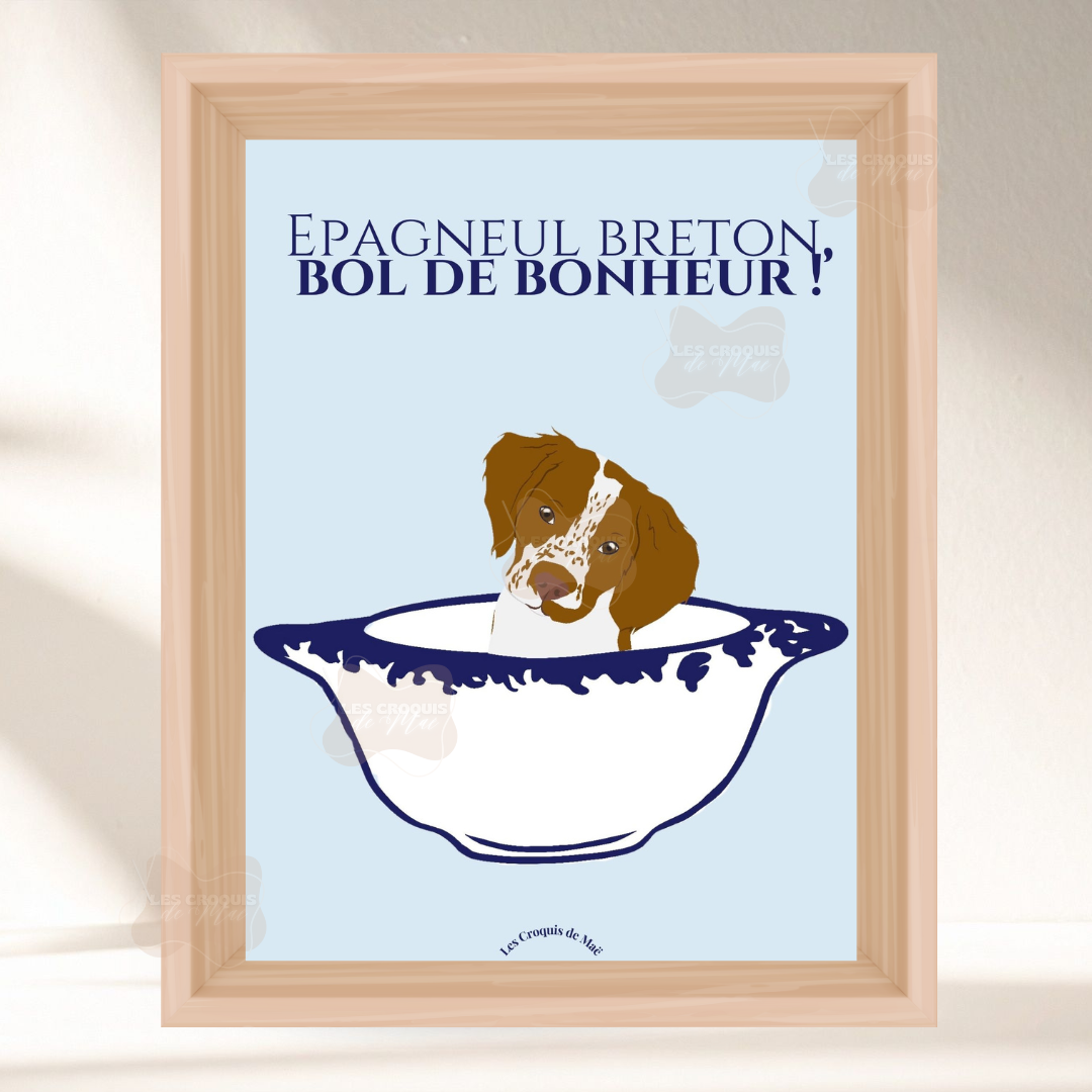 Affiche Epagneul Breton - Épagneul Breton, un bol de bonheur !