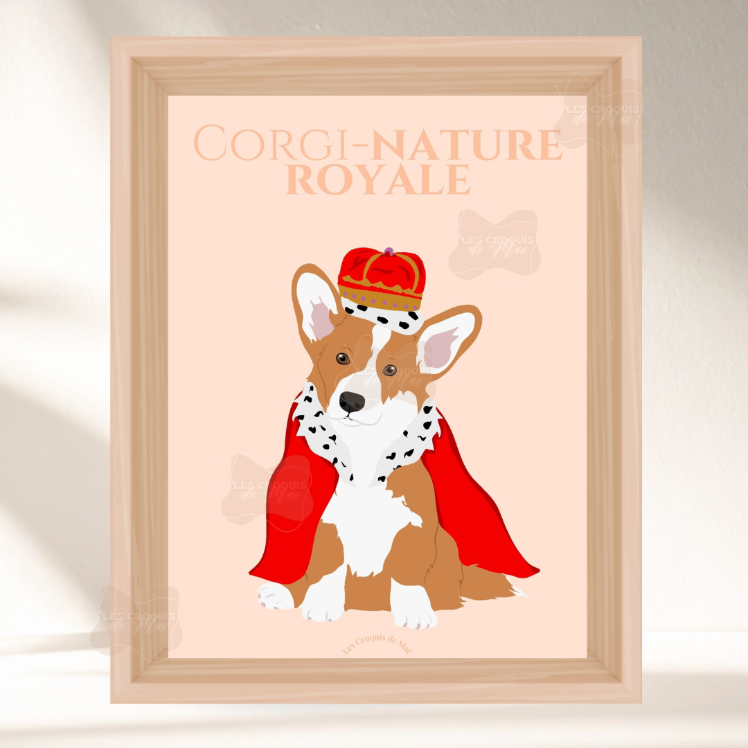 Affiche Corgi - Corgi-nature royale.