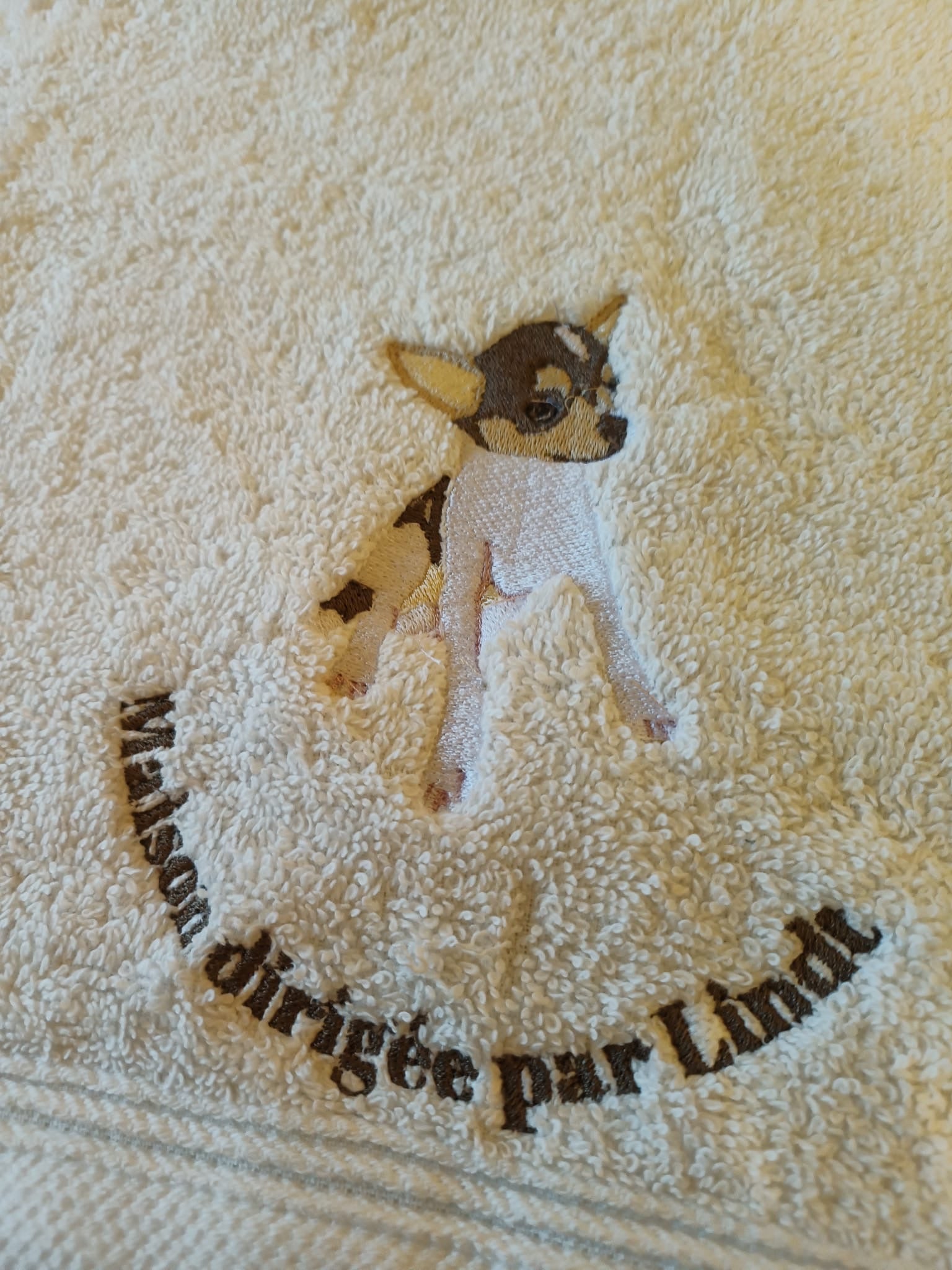 🧵Serviette brodée - animal personnalisé 🐶🐱🐰