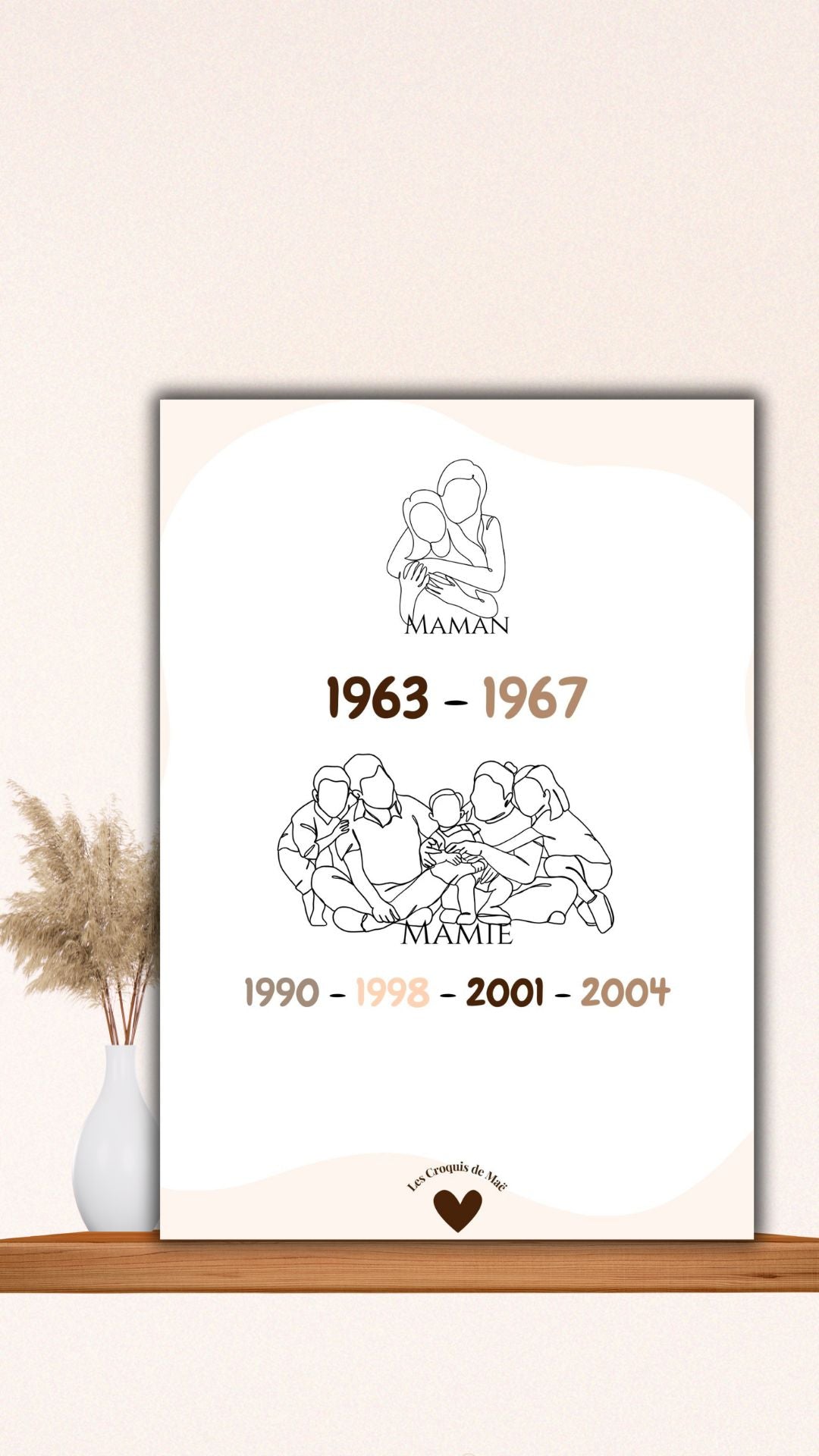Affiche illustration minimaliste Mamie/Maman