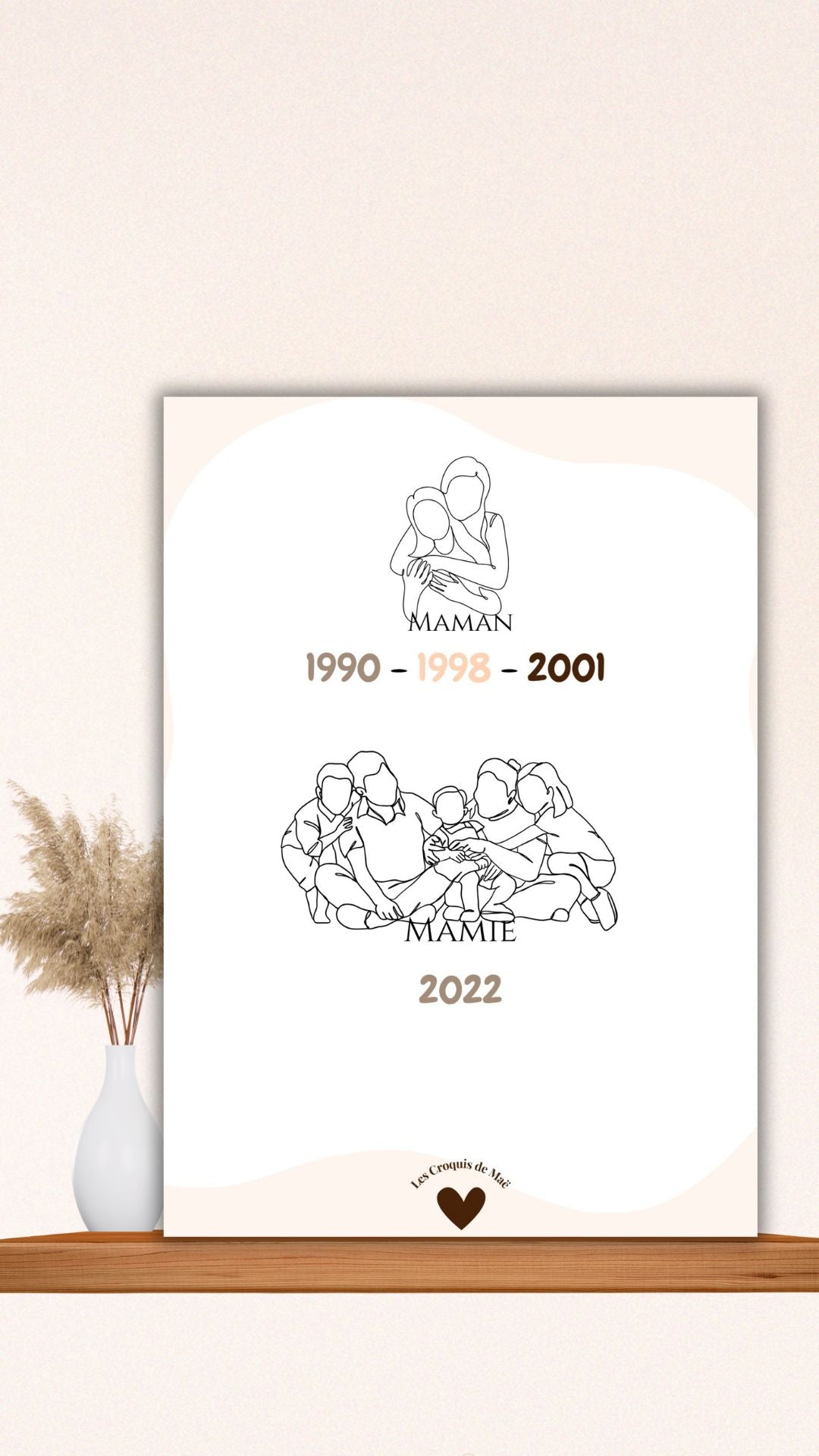 Affiche illustration minimaliste Mamie/Maman