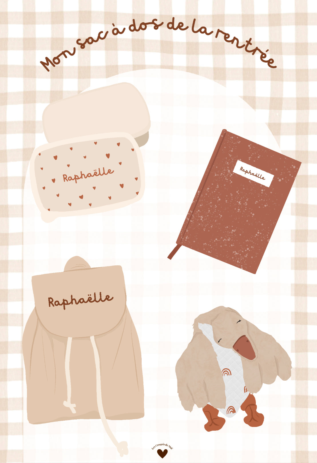 Illustration Personnalisée « Mon sac à dos de la rentrée »💼