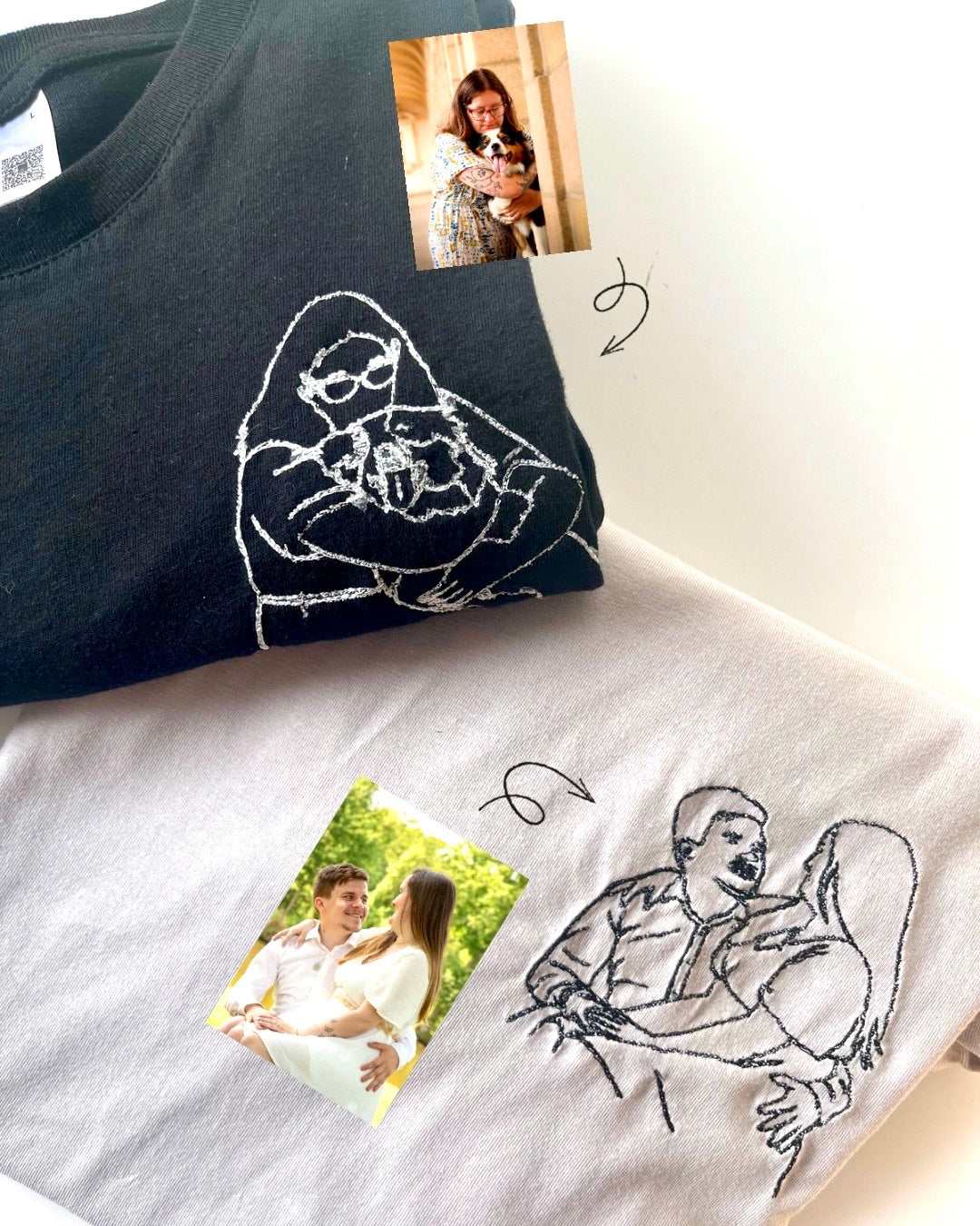 🎁 Tee-shirt brodé - personnalisé photo🎄