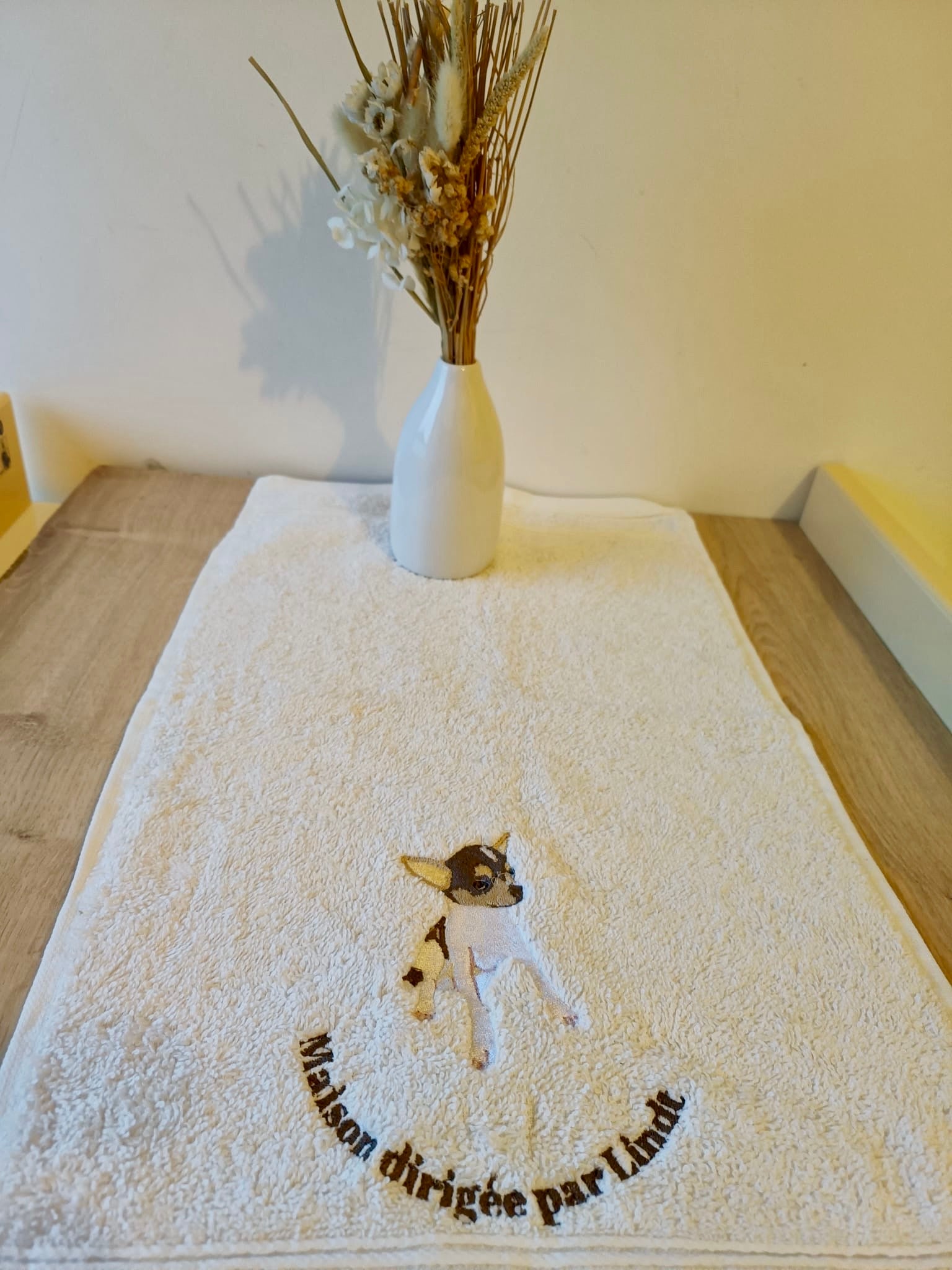 🧵Serviette brodée - animal personnalisé 🐶🐱🐰