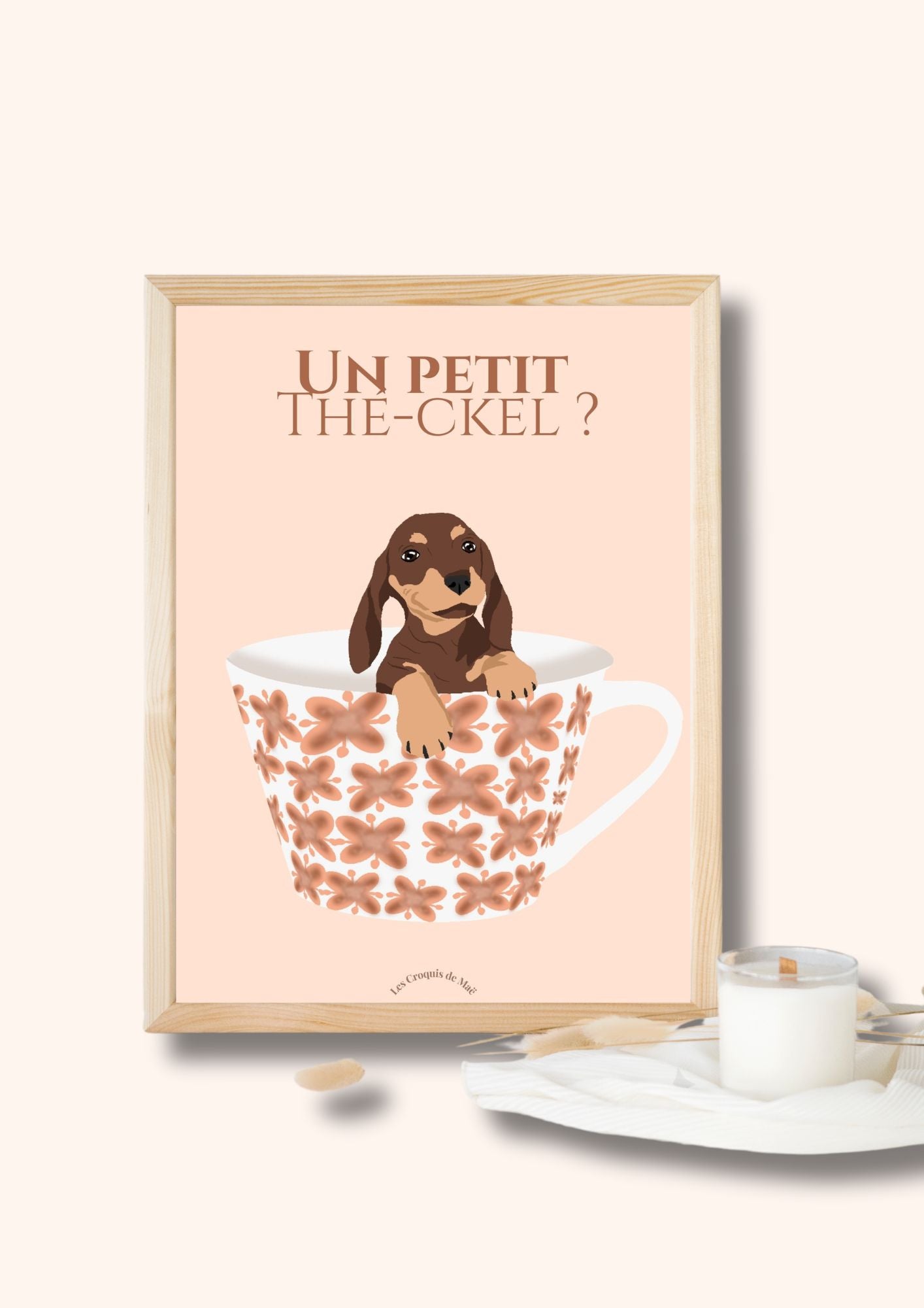 Affiche Teckel- Un petit Thé-ckel ?