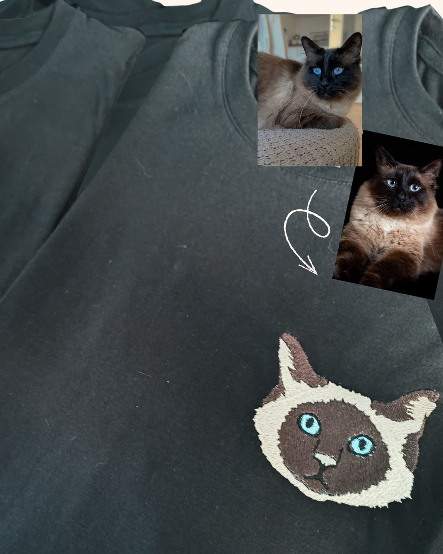 🧵Tee-shirt brodé - animal personnalisé 🐶🐱🐰