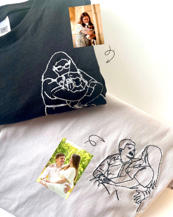 🎁 Tee-shirt brodé - personnalisé photo🎄