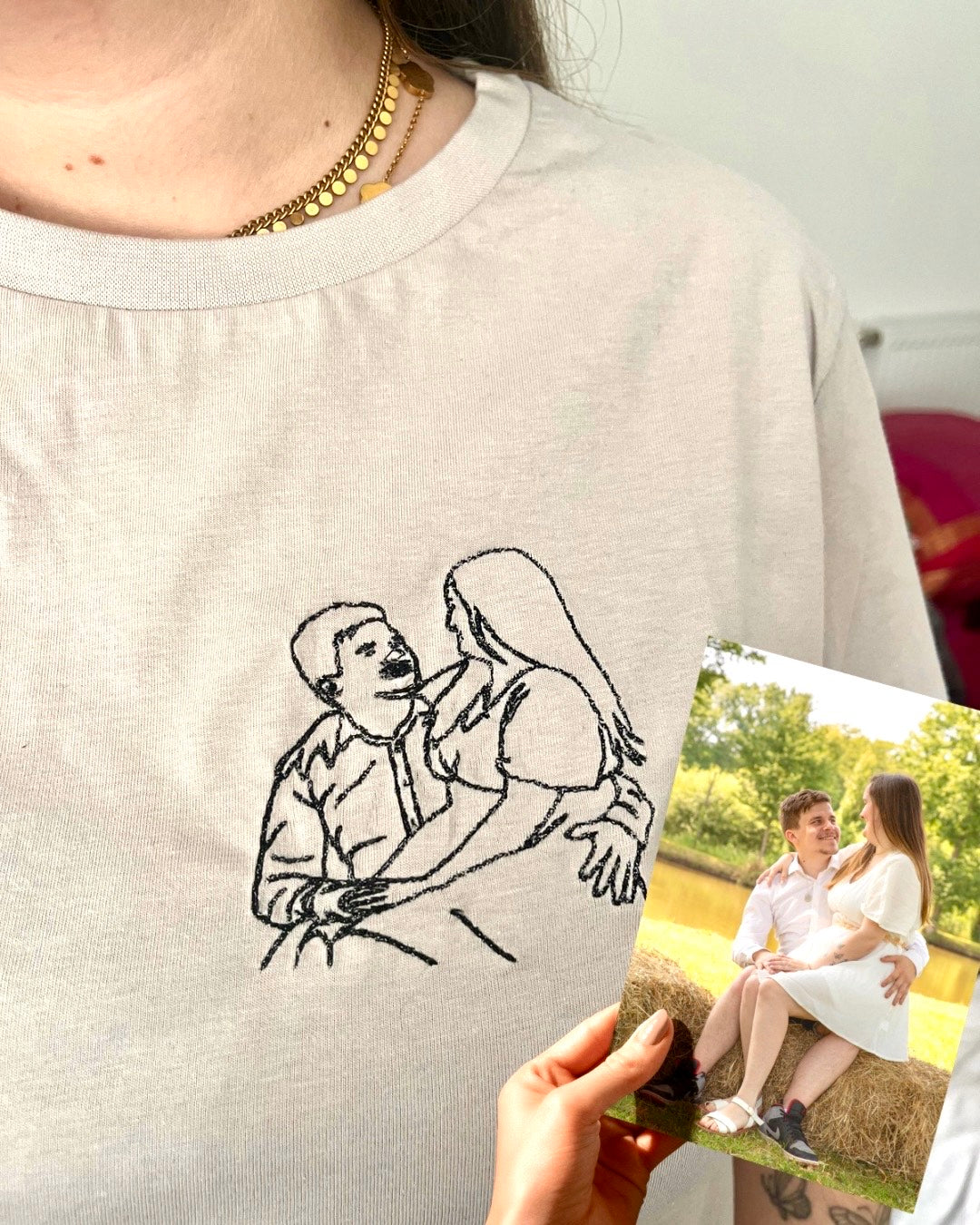 🎁 Tee-shirt brodé - personnalisé photo🎄