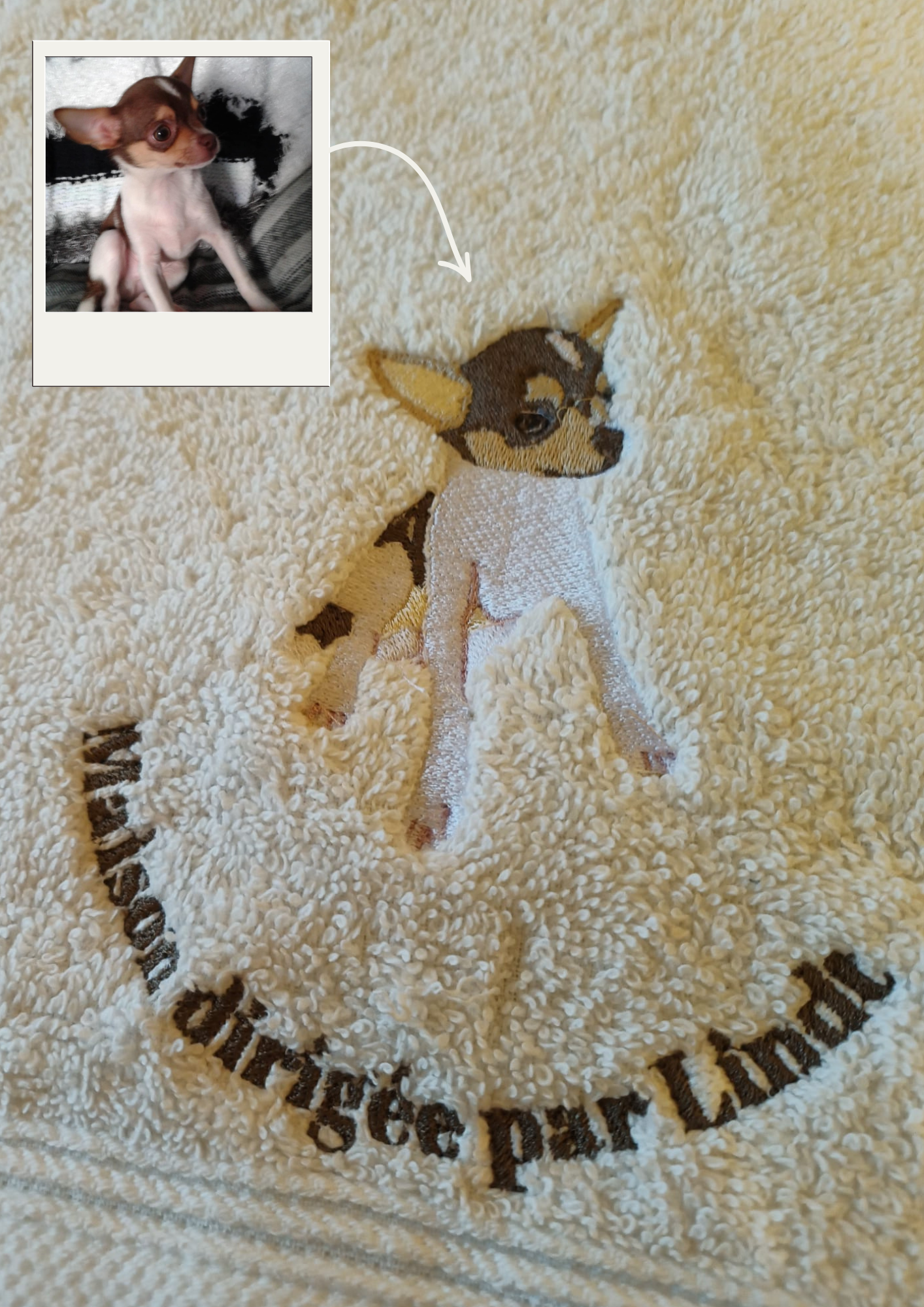 🧵Serviette brodée - animal personnalisé 🐶🐱🐰