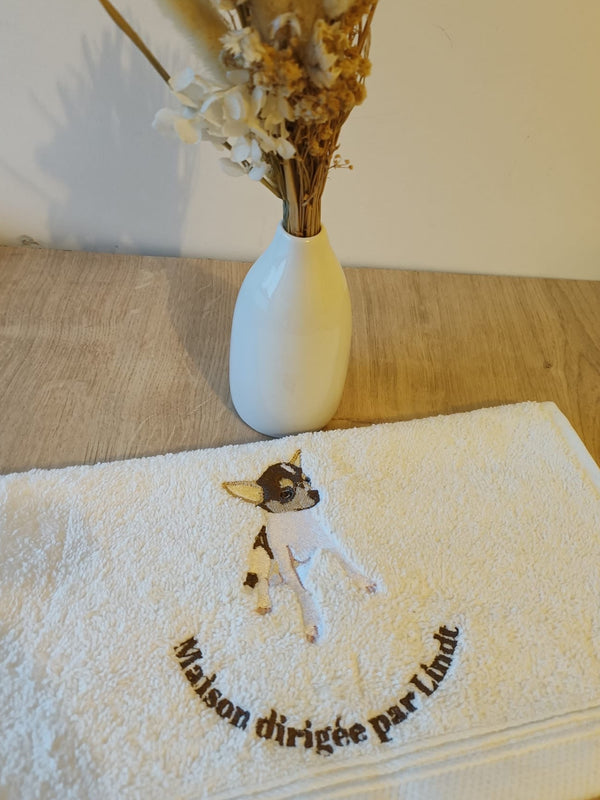 🧵Serviette brodée - animal personnalisé 🐶🐱🐰