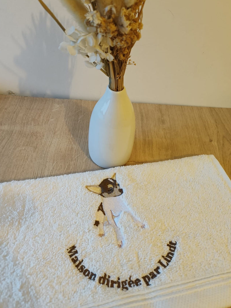 🧵Serviette brodée - animal personnalisé 🐶🐱🐰