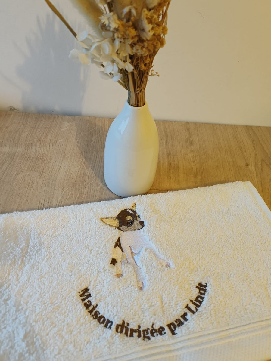 🧵Serviette brodée - animal personnalisé 🐶🐱🐰